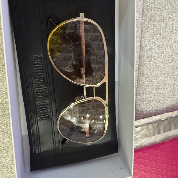 Authentic Christian Dior Oblique DiorEssential A2U Aviator Sunglass Pink Silver - Picture 2 of 15